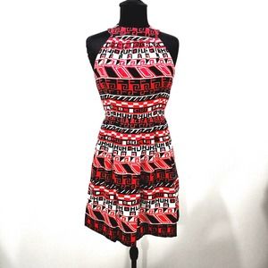 Vinatge Donald Brooks Boutique 1960 Red Black White Mod Sleeve Mini Dress Size S